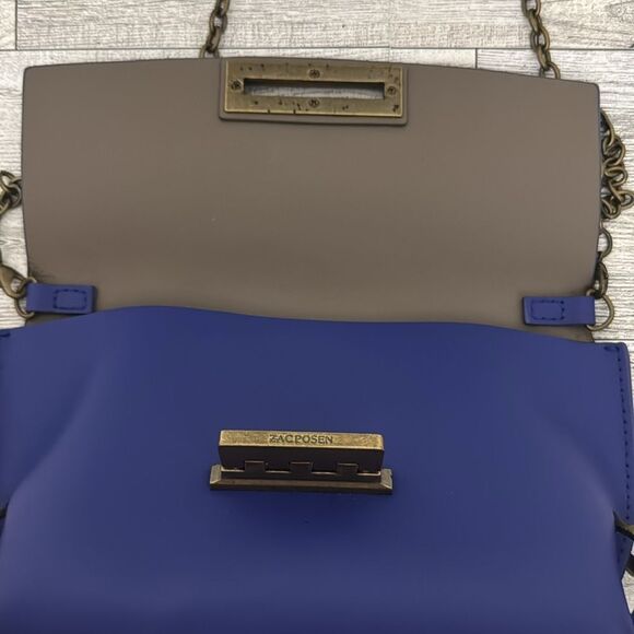 Zac Posen Eartha Cobalt Blue Folded Gusset Leather Crossbody With Dustbag - Picture 12 of 15